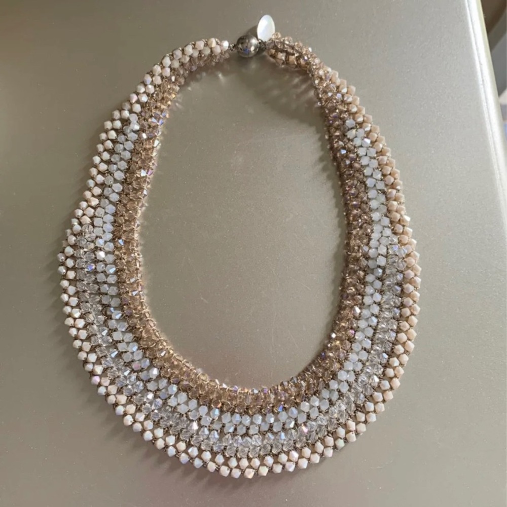 Necklace With White, Gold, Cream, and Clear beads